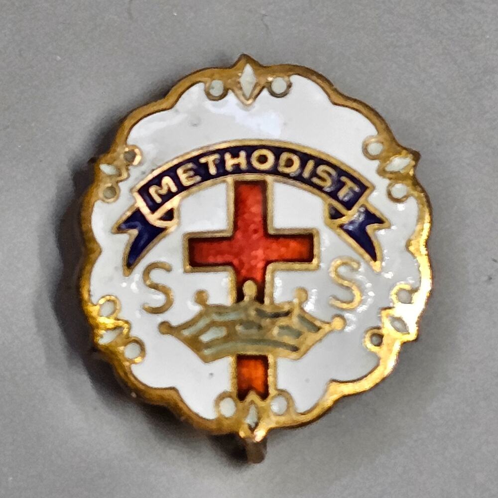 Methodist 1/20 10K GF Sunday School Lapel Pin Cross & Crown Little System Vtg